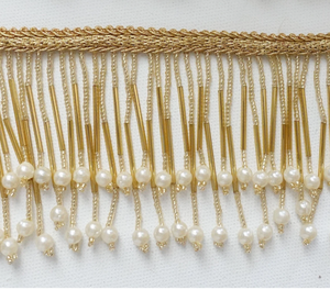 Frange de dentelle à pampilles perlées de qualité supérieure, vente en gros, 5 yards/lot - Product Image 2