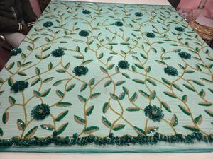 High End Eco-Friendly Voile Traditional Floral 100% Cotton 3D Rhinestone Embroidery Water-Soluble <b>Lace</b> <b>Fabric</b> for Women Dress - Product Image 4