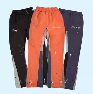 Pantalon de survêtement ample pour homme en coton 100% OEM, style streetwear, patchwork, jambe large, décontracté, anti-froissement, en molleton léger - Product Image 1