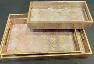 Haute qualité taille personnalisée Floral conçu corne os résine incrustation plateau de service Durable décoratif pour cuisine maison hôtel attrayant - Product Image 4