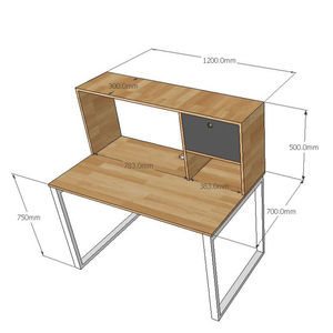 Wooden Simple Ergonomic Convertible <b>Study</b> <b>Desk</b> with Integrated Shelves 70x120x120cm FD68018 - Product Image 4