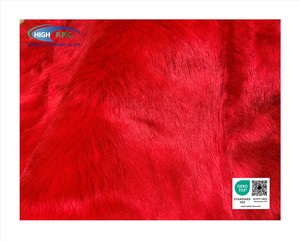 Tissu en fausse fourrure peluche tricotée de couleur rouge vif, poil long 30 mm, pour vêtements, jouets, sacs, chaussures pour femmes - Product Image 2