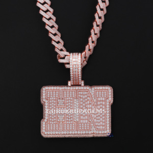 Mens Hip Hop High Quality Luxury Iced Out Diamond <b>Chain</b> with Pendant Made in <b>925</b> <b>Sterling</b> <b>Silver</b> Moissanite Diamond Vvs Clarity - Product Image 2