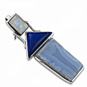 Collar con Colgante de Plata 925 de Moda para Mujer con Piedra Azul, Bañado en Rodio, Cadenas de Oro de 18K, Detalles de Diamantes, Base de Platino - Product Image 2