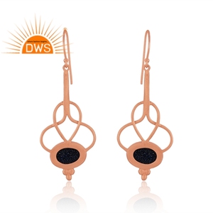Meilleure vente plaqué or Rose naturel bleu soleil pierre pierres précieuses balancent boucle d'oreille bijoux personnalisés pour les femmes cadeau pour elle - Product Image 1