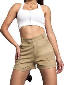 Pantalones cortos de mezclilla ajustados 82% algodón 16% poliéster 2% elastano para mujer Zip Fly Shank botón enrollado puño 5 bolsillo estilo transpirable - Product Image 3