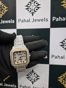 Montre de luxe pour homme, style hip-hop, sertie de moissanite VVS, cadran à chiffres romains, testeur de diamant, mécanique, vente en gros disponible - Product Image 1