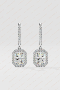 Boucles d'oreilles pendantes en argent sterling serties de diamants en moissanite certifiés SGL, taille radiant, 5,40 carats - Bijoux tendance pour femmes, idéal pour un cadeau - Product Image 2