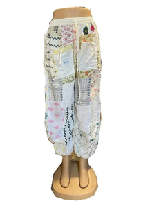 Pantalones bombachos de rayón blanco para mujer, pantalones de Festival transpirables de cintura media, bolsillos con cierre de cintura elástica, venta al por mayor para ropa de verano - Product Image 2