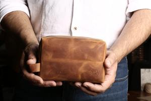 <b>Large</b> Capacity Leather Drawstring Cosmetic <b>Bag</b> Zipper Portable Waterproof <b>Makeup</b> Organizer for Toiletry <b>Bag</b> for Travel LYG-0133 - Product Image 4