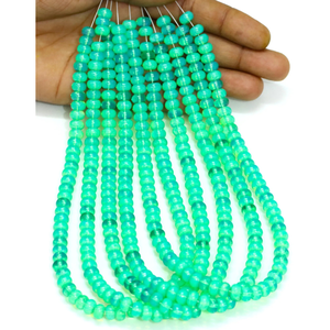 Hermosas Cuentas de Cuarzo Verde Esmeralda en Forma de Rondel Liso, Cuentas de Piedra Preciosa de Cuarzo de Color Verde de 7-8 mm, Calidad AA - Product Image 2