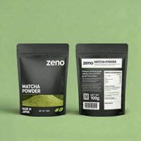 Sachet de Matcha Noir Mat Personnalisé Imprimé 100g 250g 500g Haute Barrière Zip Lock Doypack Thé Vert en Poudre Vente en Gros
