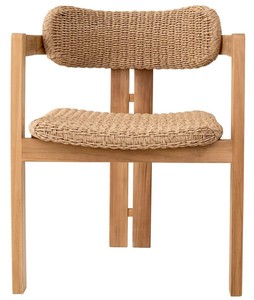 เก้าอี้รับประทานอาหารในสวนที่ทันสมัยของ Bibi ทำจากโครงไม้สักเนื้อแข็งที่มีพนักพิงหวายและที่นั่งสำหรับใช้งานกลางแจ้ง - Product Image 2