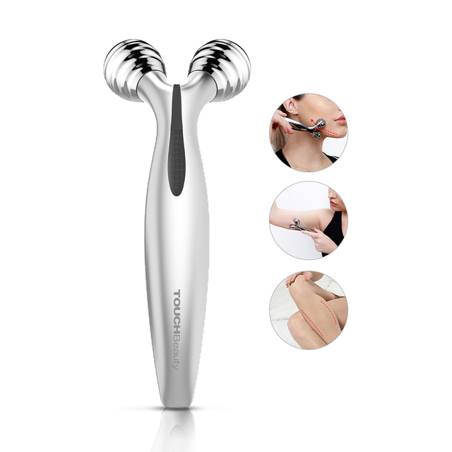 TOUCHBeauty 2025 Eco-Friendly Solar Powered Home Use Beauty Equipment 360° Spiral Roller Facial Massager V-Design