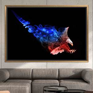 Modern Patriotic Decor: Flat Printed Canvas Artwork - Elegant Design,GOLD <b>FRAMED</b> CANVAS - Product Image 1