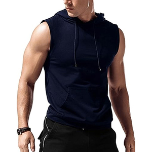 Ropa de gimnasio con capucha sin mangas para hombre, ropa de entrenamiento atlético informal con estilo, 100% de algodón, cómoda y funcional para - Product Image 1