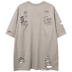 เสื้อยืดแขนสั้นแบบฮิปฮอปแบบขาดคุณภาพสูงสำหรับผู้ชายขายส่ง - Product Image 5