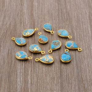 จี้สร้อยคอเทอร์ควอยส์สีฟ้าเทอร์ควอยส์ทรงหยดน้ำ8X12มม. ชุดฝาชุบทองแบบ DIY จี้เครื่องประดับต่างหูสร้อยข้อมือ - Product Image 5