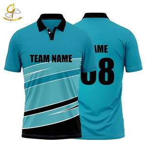 Half Sleeve Breathable 100% Cotton Casual Sport Wear Men's Cricket Jersey Shirts Solid Digital Print Comfortable Fit - Product Image 1