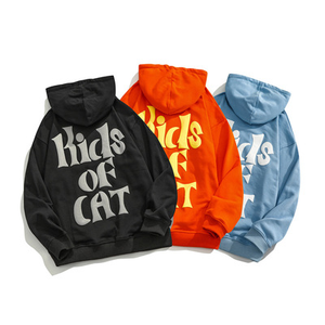 Sweat à capuche court pour homme, 100% coton, grammage lourd 450 GSM, sans cordon, coupe oversize, avec impression graphique 3D en relief, logo personnalisé, sans poches - Product Image 1