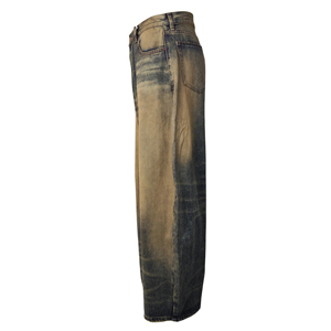 Jeans de Mezclilla Anchos para Hombre, Lavado a la Piedra, Cintura Alta, Corte Holgado, Algodón, Estilo Casual para Otoño - Product Image 4