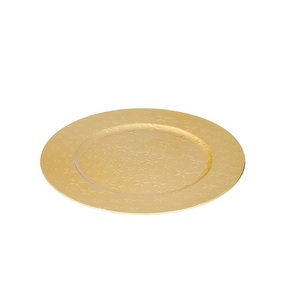 Assiette de présentation ronde en métal doré, aspect élégant, de qualité alimentaire, vaisselle et assiettes pour la décoration de table à la maison et pour les dîners de mariage - Product Image 1