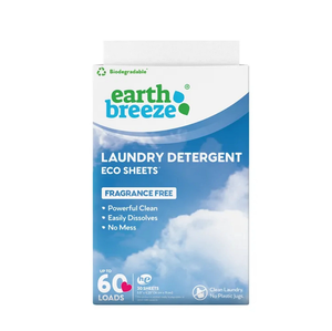 Hojas de detergente para ropa Earth Breeze de exportación-Aroma fresco-Sin jarra de plástico (60 cargas) 30 hojas, tecnología sin líquidos - Product Image 1