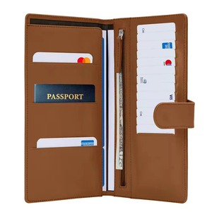 Cartera de cuero con tarjetero para pasaporte, billete, dinero Europa Carteras de cuero para hombre con portalápices - Product Image 1