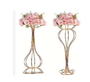 Gold Shining Metal Flower <b>Vase</b> <b>Set</b> High Quality Indian Fancy Modern Home Decoration for Weddings Floor <b>Vase</b> Use - Product Image 1