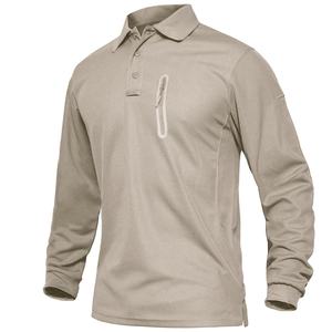 Camisetas Polo Deportivas de Manga Larga para Hombre, 100% Algodón, Transpirables, con Bolsillo con Cremallera, Estampado de Punto, Ajuste Regular, Premium, 220g - Product Image 2