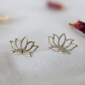 Lotus-pendientes de plata de ley 925 con forma de flor de loto, bisutería minimalista, ligeros, a la moda - Product Image 1
