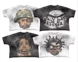 Venta al por mayor personalizado DTG impreso gráfico de peso pesado de gran tamaño Vintage Box Fit Acid Wash Tee hombres sólido algodón/bambú camisetas - Product Image 4