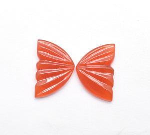 22X14 MM Natural Rojo Onyx Mariposa Tallas Pares Mano 16,25 CTS Tallado Ágata Roja Piedra Preciosa Para Fabricación de Joyas - Product Image 4