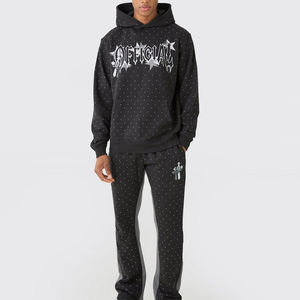 Premium Heavyweight Organic Cotton Hoodie & Pants Fashion Hip Hop Design Solid Color Breathable Customizable Winter Tracksuit - Product Image 1