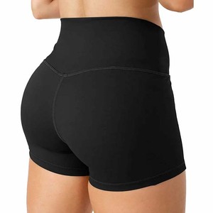 Ropa negra personalizada para mujer, pantalones cortos de cintura alta con cordón, Material de poliéster y algodón para gimnasio y Fitness, para verano - Product Image 3
