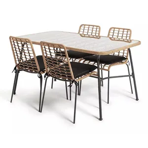 Tavolo da pranzo da giardino con sedia struttura in metallo verniciato a polvere-Amaury