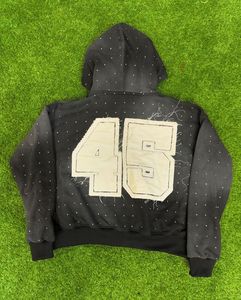 Sweat-shirt à capuche d'hiver personnalisé de haute qualité avec logo, effet délavé, vintage, en coton mélangé thermique, avec poche, pour adultes - Product Image 2