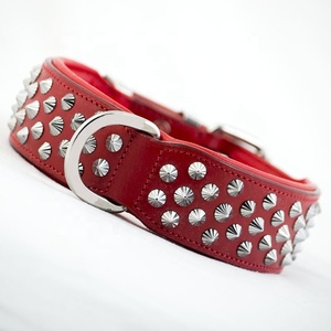 Superior Quality Handmade <b>Leather</b> Dog Collar With Soft Padded and Spike Studs Decoration Manufacturer Supplier Saman Exports - Product Image 2