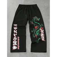 Pantalones Casuales de Invierno para Hombre, Estilo Hip Hop, a la Moda, Cómodos, de Pierna Recta, con Forro Polar, Cintura Elástica, Diseño Arrugado y Pintado