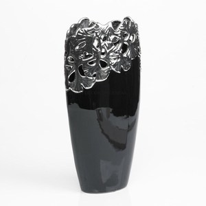 Florero de aluminio fundido con revestimiento en polvo de color negro y plata brillante pulido llamativo diseño en un precio impresionante - Product Image 1