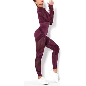 Costume de yoga personnalisé pour femmes, vêtements de sport à motif solide, ensembles d'entraînement grande taille, vente en gros, vêtements de sport pour femmes - Product Image 5