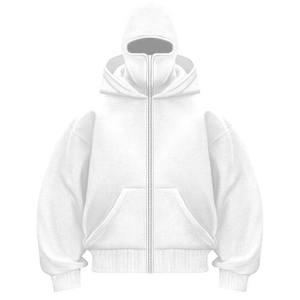 Venta al por mayor Sudadera con capucha unisex Full Zip up Streetwear Vintage Oversized Blank Full Face Zip up Hoodie para hombres - Product Image 2