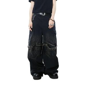 กางเกงยีนส์เอวสูงมีกระดุมสำหรับตกแต่งเสื้อผ้าแนวสตรีทระบายอากาศได้ดีสำหรับฤดูใบไม้ผลิฤดูหนาว - Product Image 4