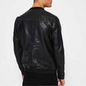 Chaqueta de bombardero de cuero de primavera formal al por mayor de Pakistán cuello alto de lona revestida personalizable - Product Image 3