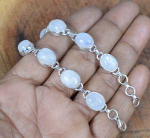 Rainbow Moonstone 925 Sterling <b>Silver</b> Adjustable <b>Bracelet</b> Oval Gemstone Handmade Jewelry Women June Birthstone - Product Image 4
