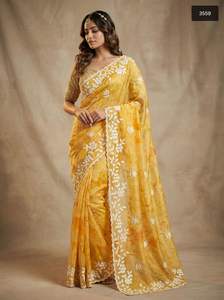 Dupatta Banarasi pour femmes en rayonne, tenue ethnique indienne pour les fêtes d'été, style pakistanais, ensemble de sari/sari/shari, gaufré, séchage rapide, vintage - Product Image 5