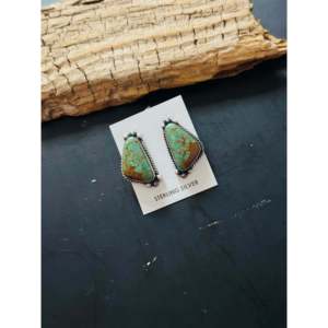 Elouise Kee Royston Turquoise & Sterling Silver Stud <b>Earrings</b> Bezel Setting <b>Post</b> <b>Earring</b> - Product Image 4