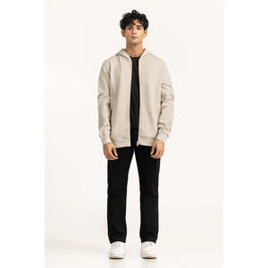 Veste décontractée à capuche zippée pour l'automne, coupe régulière, en polaire tricotée polyester/coton, douce et respirante, OEM ODM Marque Privée - Product Image 1