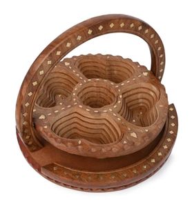 Panier de service pliable en bois de Sesham pour fruits secs et collations Plateau de service de fruits en bois pour la cuisine à domicile - Product Image 3