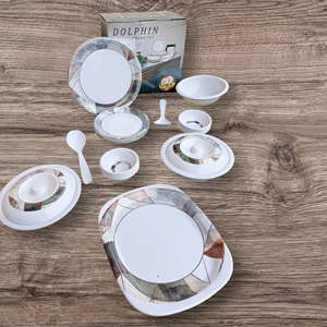 Juego de cena de melamina de delfín de alta calidad de 32 piezas al por mayor vajilla floral nórdica fiestas en casa bodas celebraciones restaurantes - Product Image 2